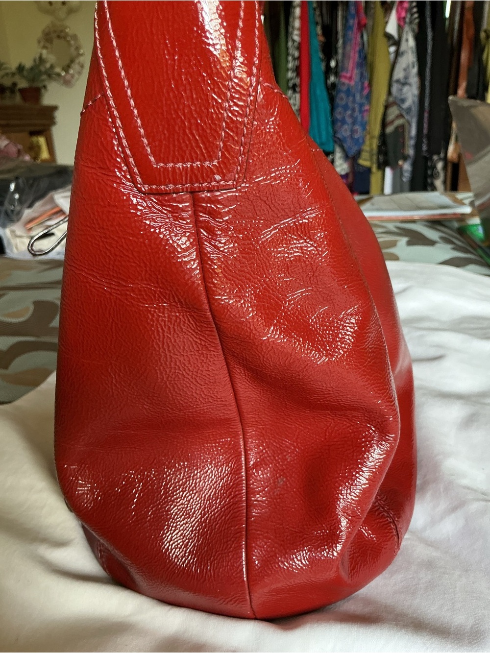 Coach Red Leather Shoulder Bag with Turn-Lock Pocket - Picture 10 of 15